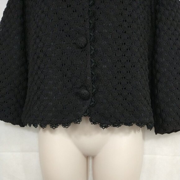 Vintage Lampl Button Up Cardigan Sweater Women Size M Black Lined 3/4 Sleeve - Picture 3 of 7